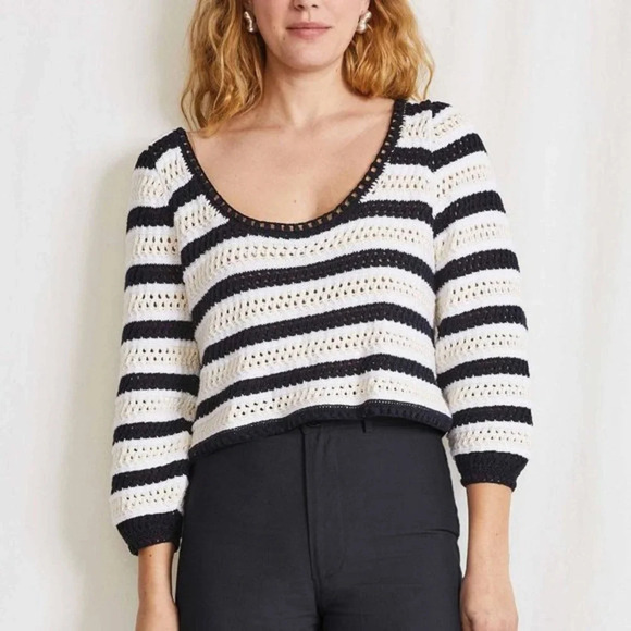 Apiece Apart Sari Corchet Cropped Sweater Size Small - Picture 2 of 11